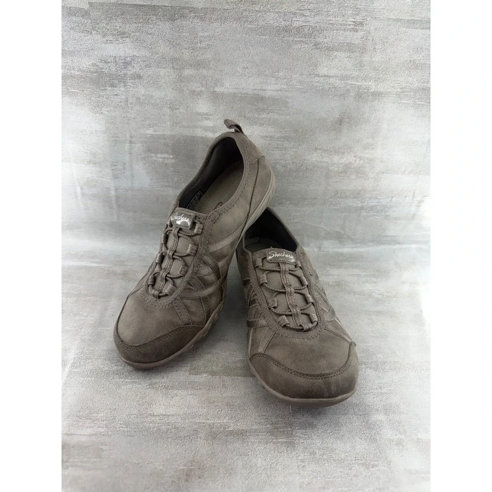 Skechers Relaxed Fit Memory Foam Slip On Sneakers Dark Taupe 23857 Women Sz 7